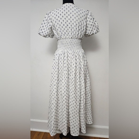 Anthropologie Womens Maxi Dress White/Navy Somerset Embroidered Floral - Picture 4 of 5